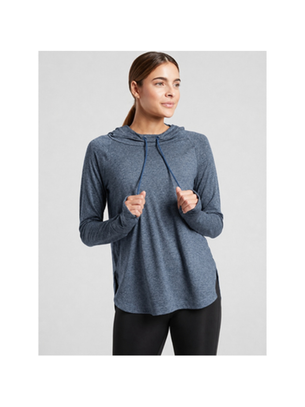 Uptempo hoodie XXS heathere athleta drawstring hood thumb holes performance
